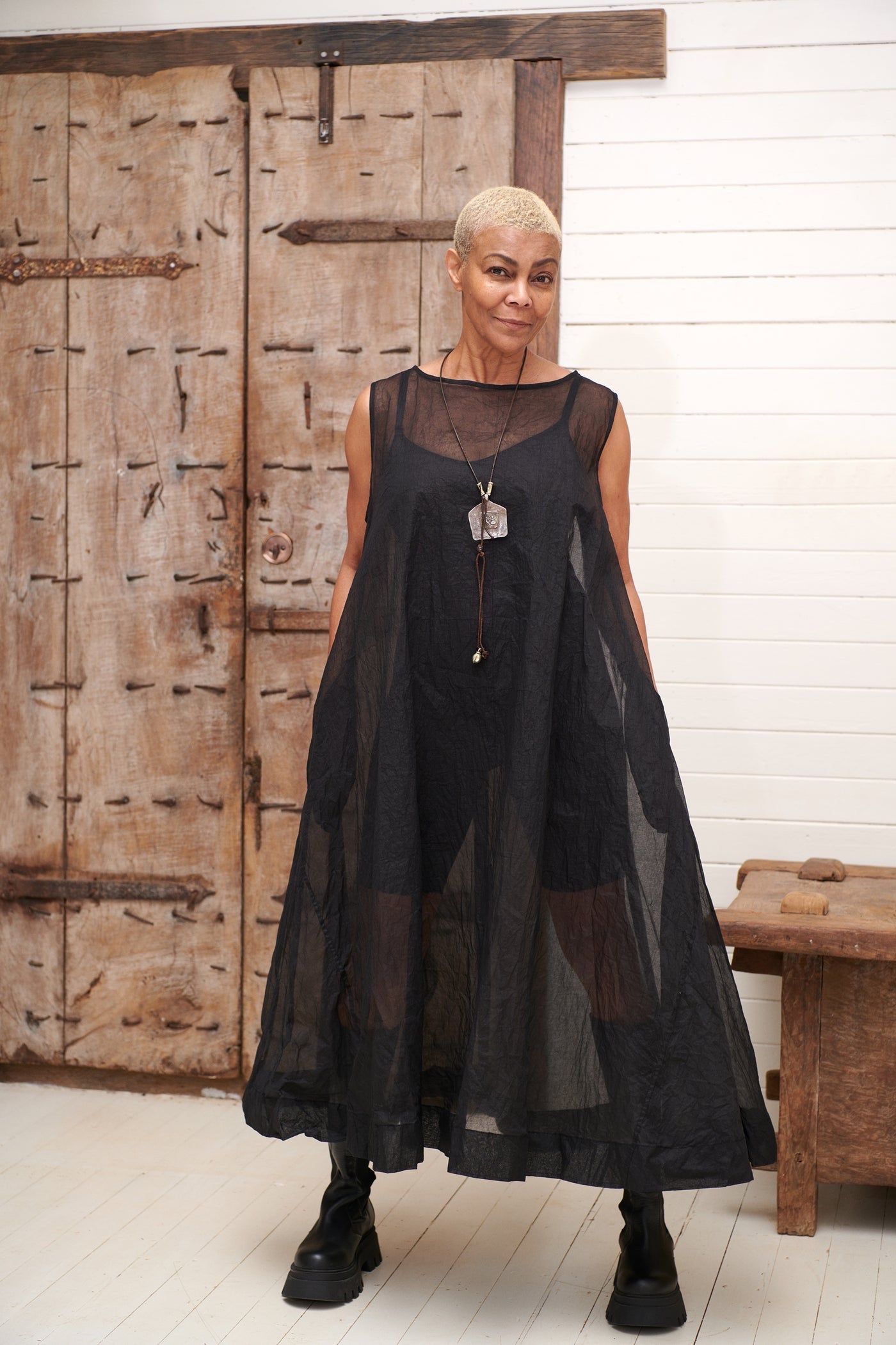 Zahra Cotton Organdy Dress - Black - Gaudy & Prim