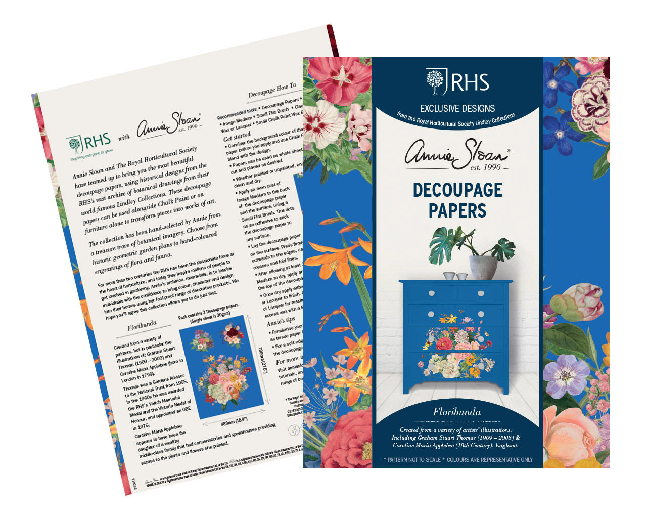 Annie Sloan RHS Decoupage Paper - Floribunda - Gaudy & Prim