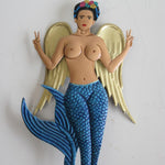 Mexican Tin Mermaid Peace Sign Orange - Gaudy & Prim