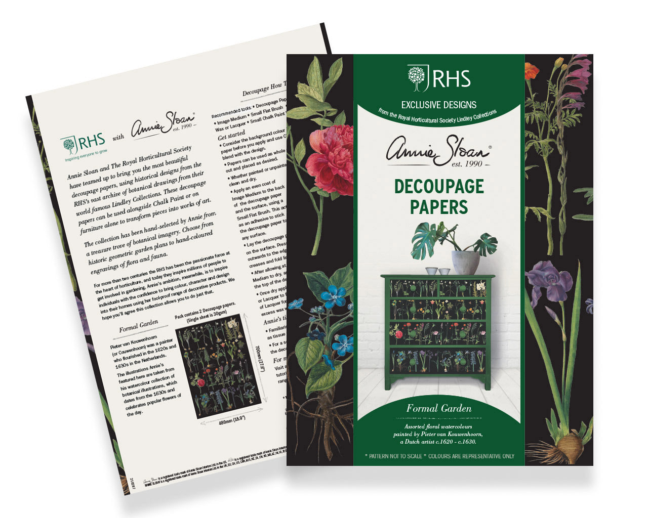 Annie Sloan RHS Decoupage Paper - Formal Garden - Gaudy & Prim