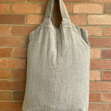 Hand Loomed Rustic Square Linen Tote Bag - Natural - Gaudy & Prim